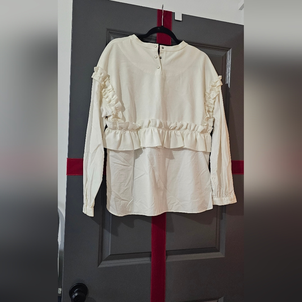 Zara Cream Ruffle Blouse - Picture 2 of 3